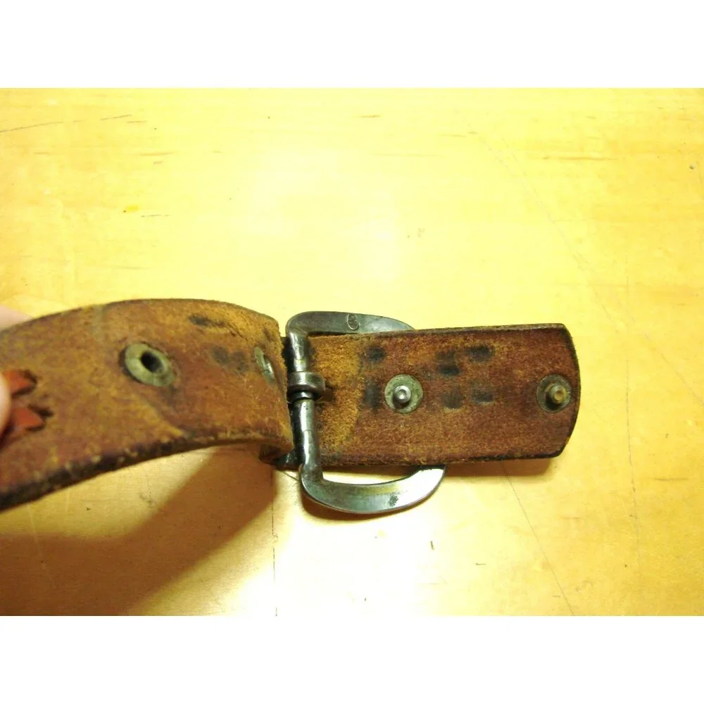 Mens Two Tone Brown Leather Braided Inlaid Belt Size 42 Made in Mexico Vintage